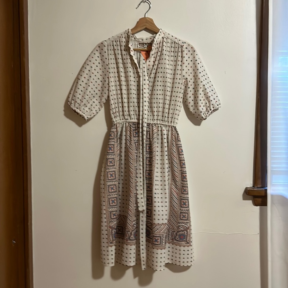 Joseph Ribkoff Pleated Cream Printed Dress